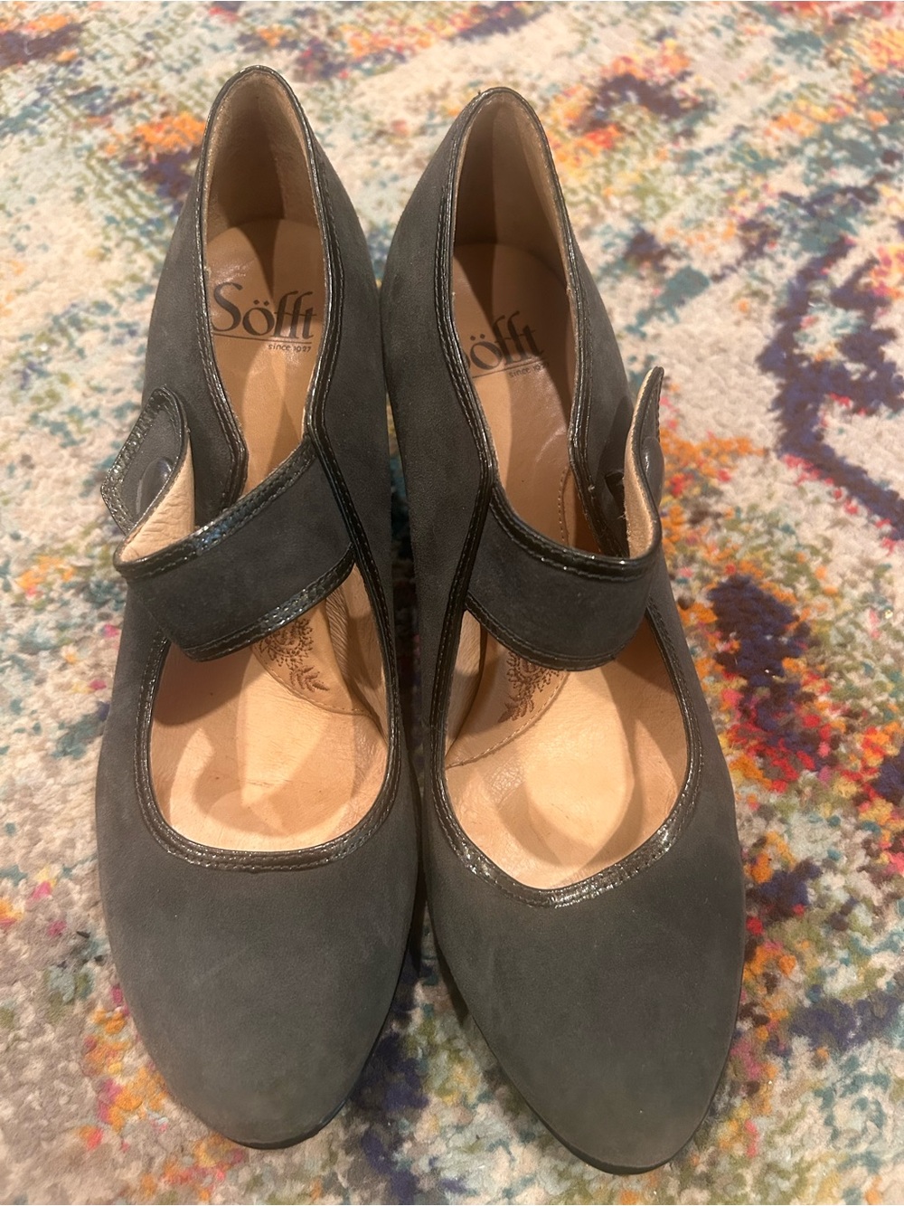 Sofft Charcoal Suede Mary Jane Pumps